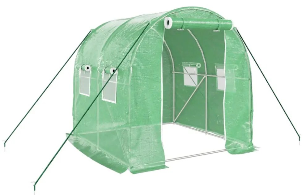zöld acélvázas melegház 4 m² 2 x 2 x 2 m
