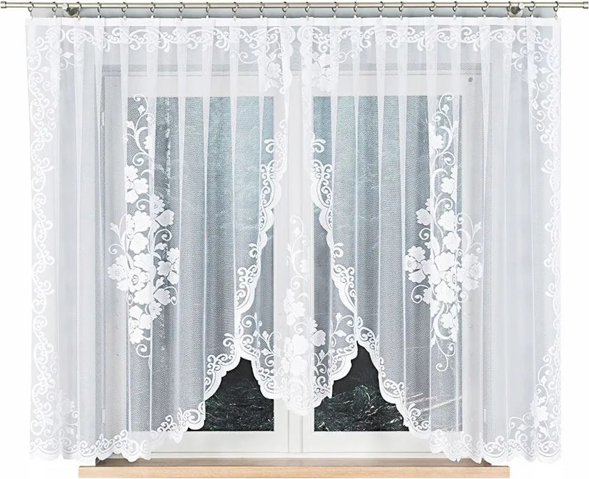 Fukszia Jacquard készfüggöny alul kivágással 400x160 cm