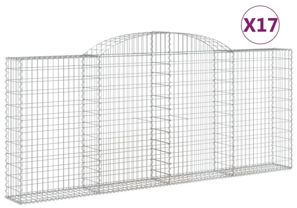 17 db íves horganyzott vas gabion kosár 300x30x120/140 cm