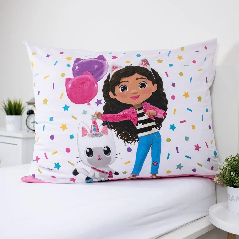 Egyszemélyes pamut gyerek ágyneműhuzat 140x200 cm Gabby's Dollhouse "Confetti" – Jerry Fabrics