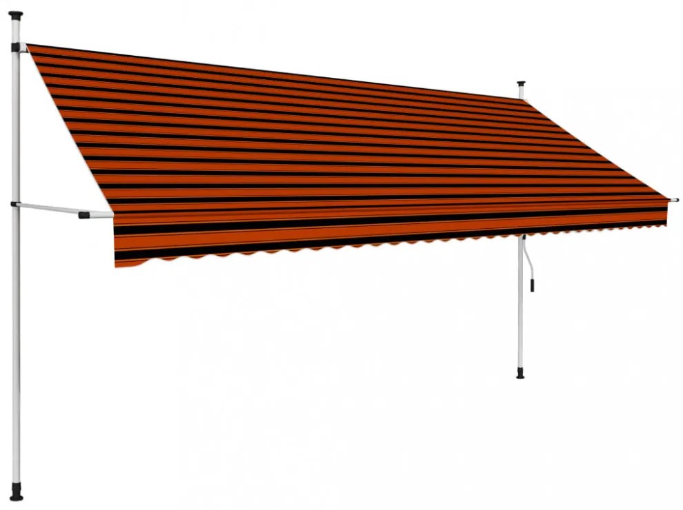narancssárga és barna kézzel feltekerhető napellenző 350 cm