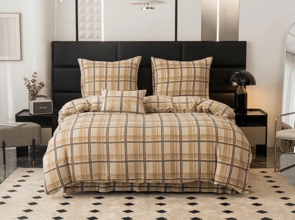 Mikroplüss ágyneműhuzat PLAID krémszínű Ágyneműhuzat mérete: 70 x 90 cm | 140 x 200 cm