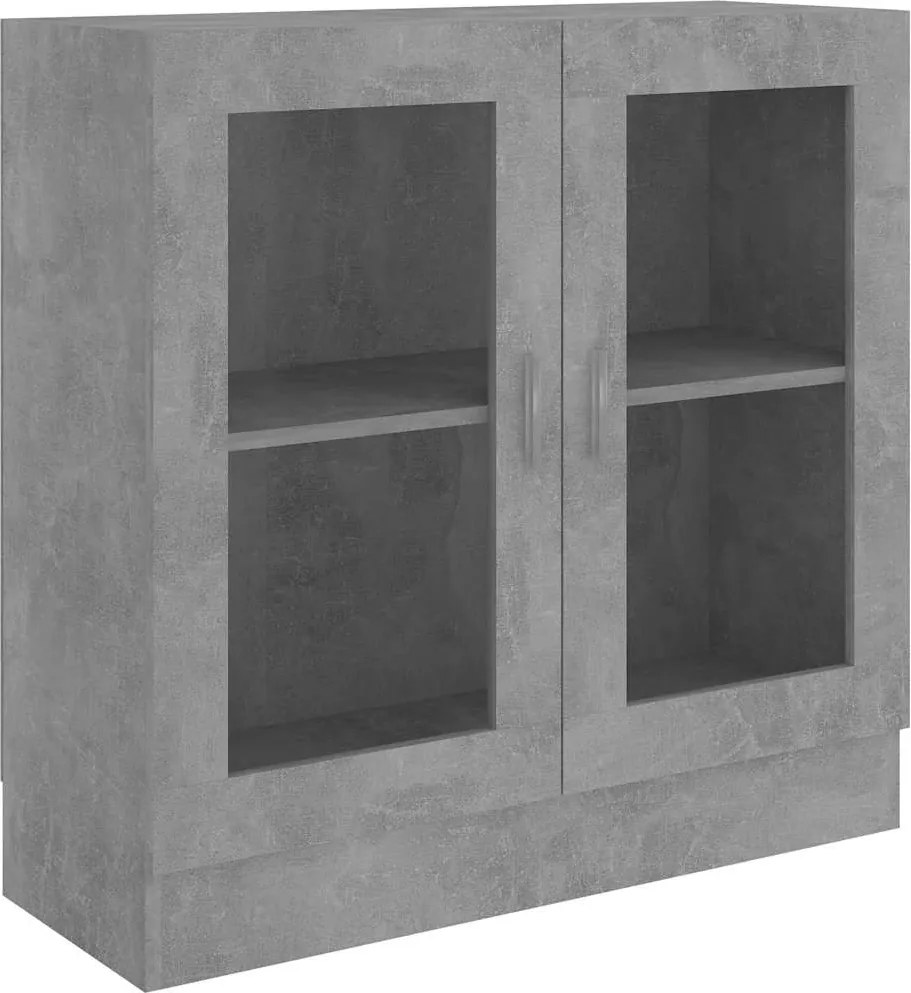 vidaXL betonszürke szerelt fa vitrinszekrény 82,5 x 30,5 x 80 cm