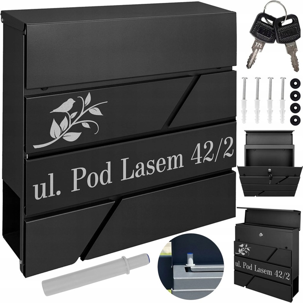 Postaláda Modern Levelekhez Fekete Minta