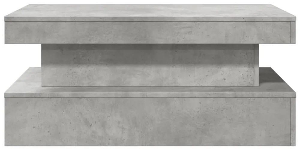 betonszürke dohányzóasztal LED-lámpákkal 90x50x40 cm