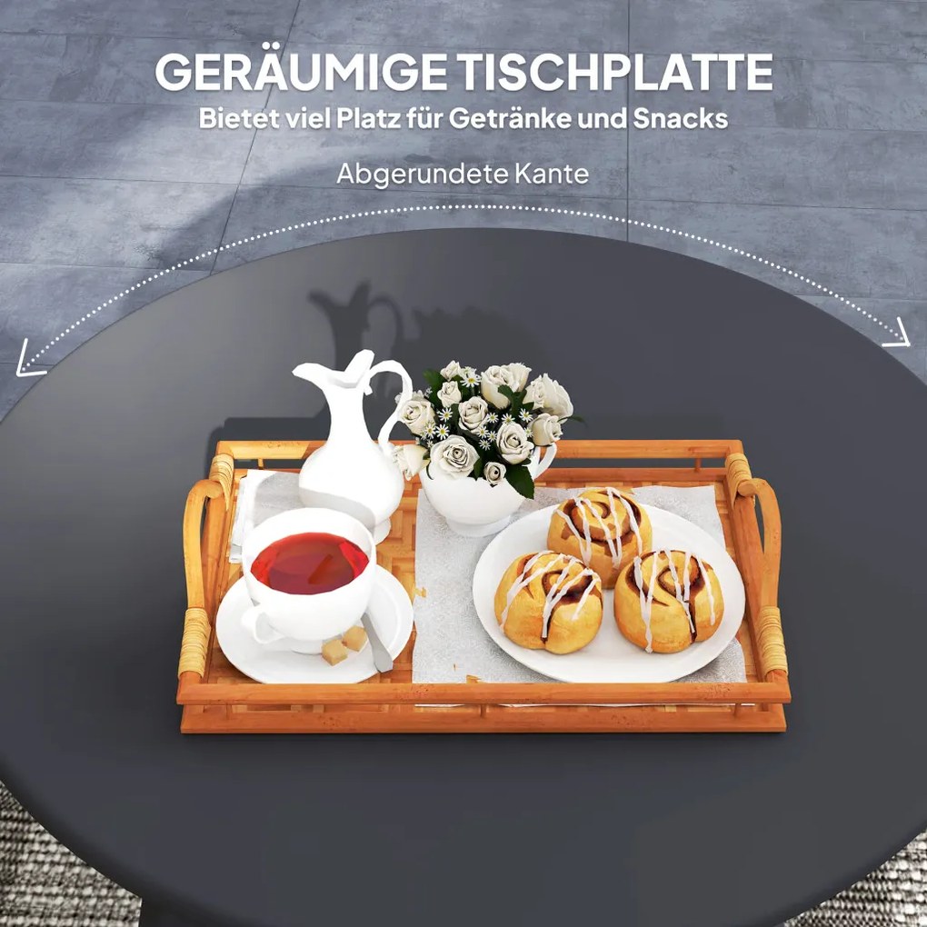 Kerek kerti asztal, acél, fekete Ø70 cm