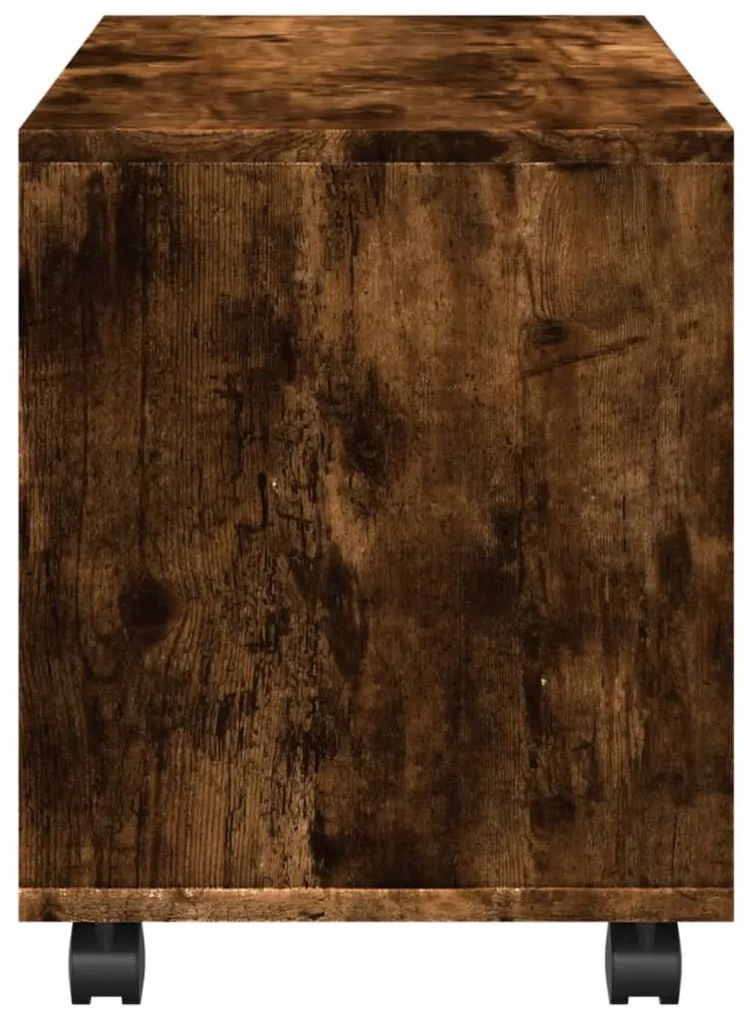 füstös tölgy színű szerelt fa görgős szekrény 72 x 33 x 42,5 cm