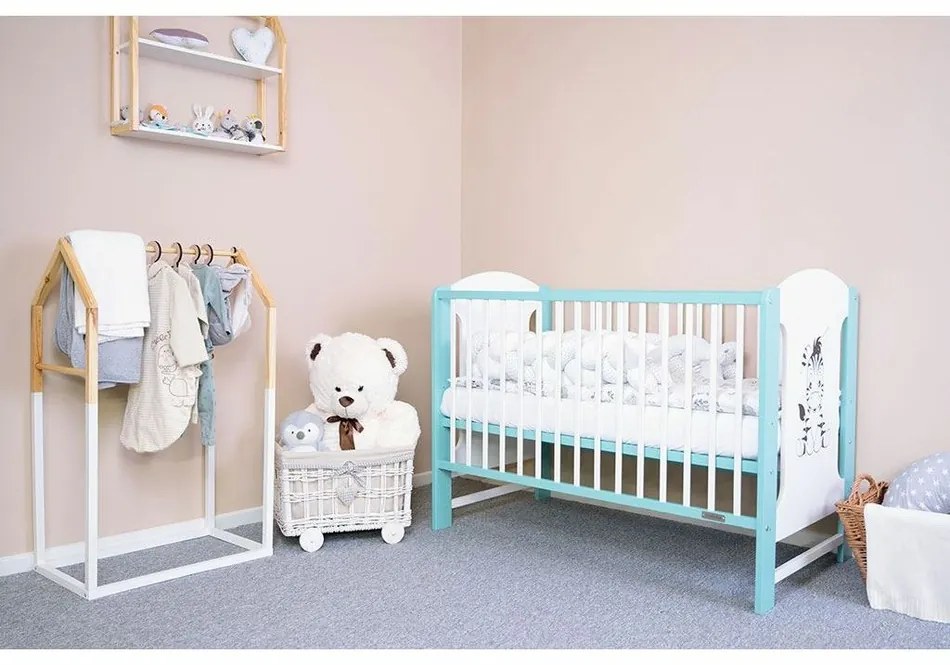 New Baby Elsa Zebra kiságy, fehér-menta
