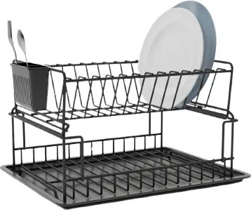 Edényszárító, csepegtető tálca, fekete, 35 x 30 cm
