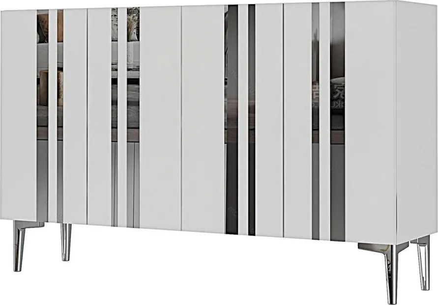 Mia komód, fehér-ezüst, 120 cm