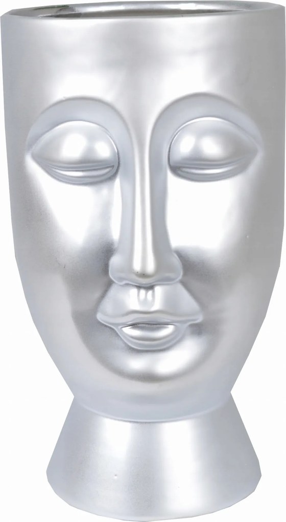 Kerámia váza arc Pawel ezüst matt