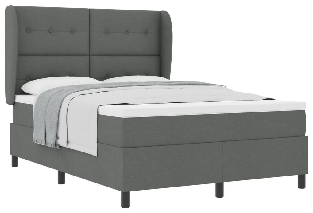 Boxspring Ágy Matrac Készlettel - Sötétszürke, 160x200 cm Szövet