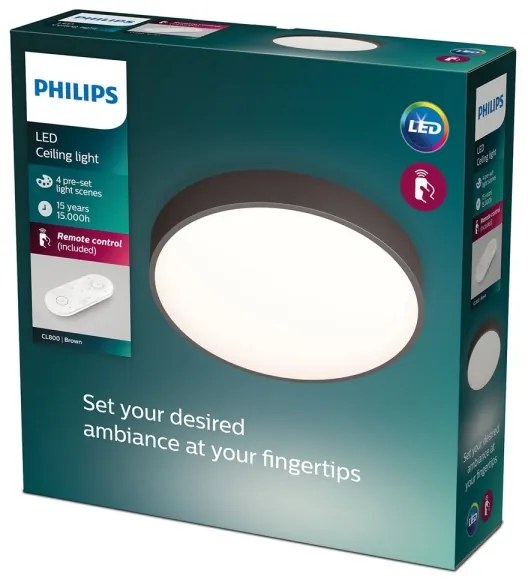 Philips 60262/43/P5 - Dimmelhető LED mennyezeti lámpatest, barna LED/28W/230V + távirányító
