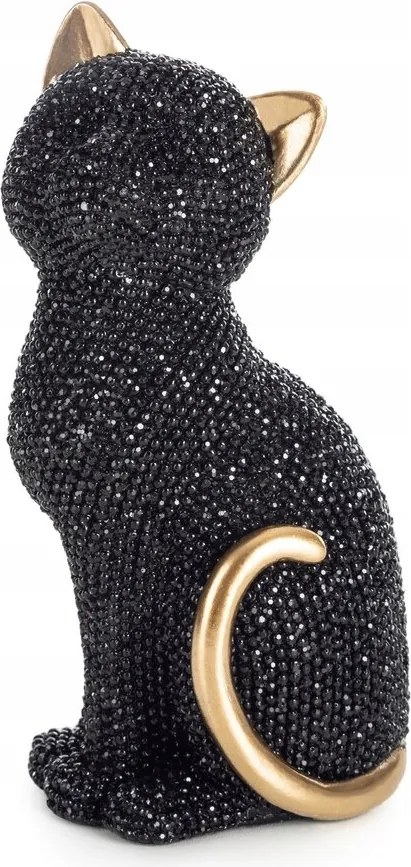 Dekorációs figura Eldo Eurofirany fekete arany ülő macska