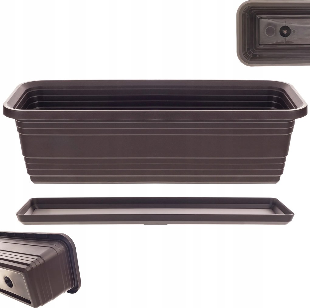 Erkély Virágtartó Doboz Virágtartó 50cm Mokka Állvány