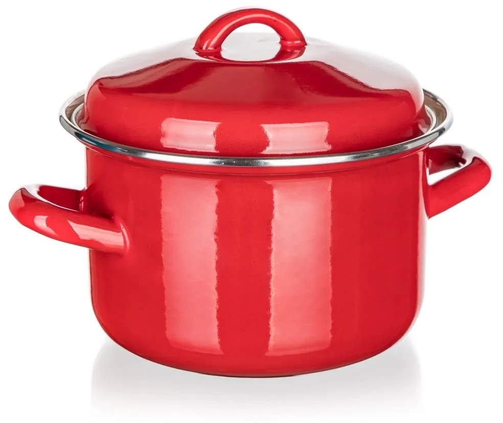 Banquet Milton red zománcozott edény fedővel, 16 cm, 2 l, 16 cm
