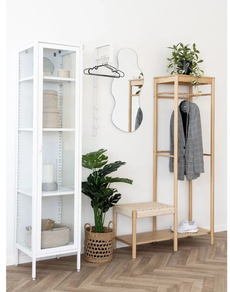 Brisbane keskeny vitrin, 1 üvegajtó, acél, fehér 40x35x180 cm