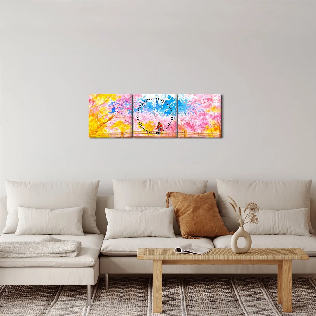 Kép - festett pár, akvarell (órával) (90x30 cm)