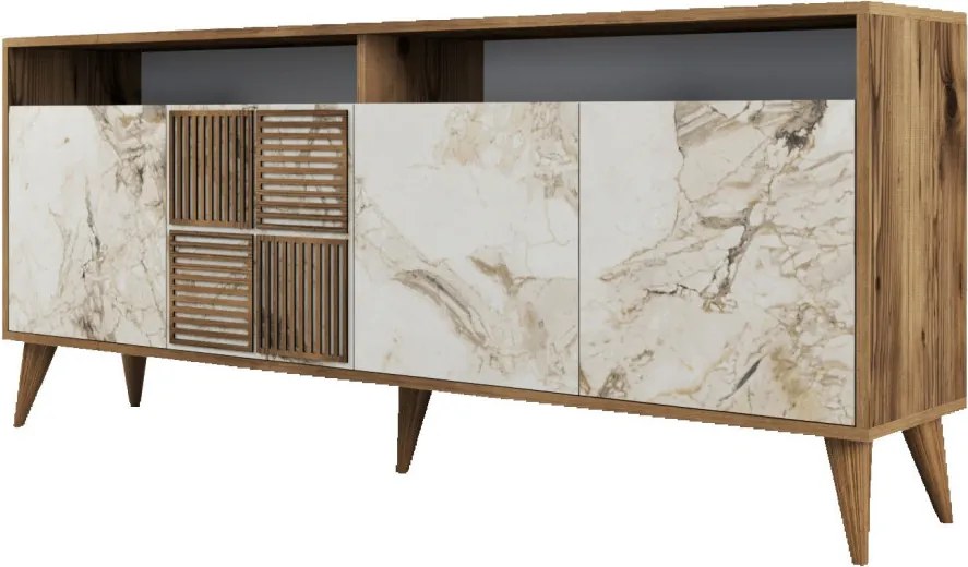 Milan - Walnut, White Marble
