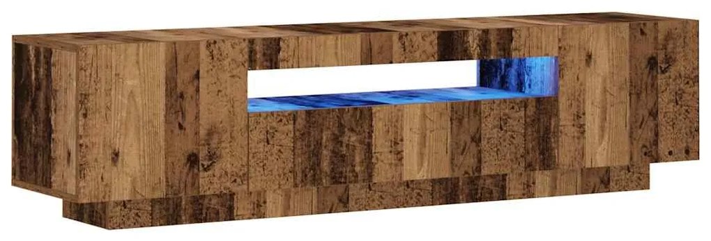 antik fa színű szerelt fa TV-szekrény LED-ekkel 160x35x40 cm