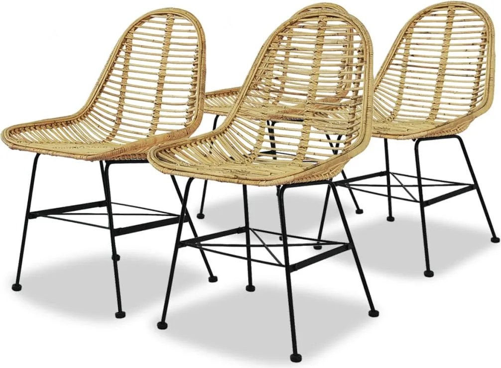 vidaXL 4 db természetes rattan étkezőszék