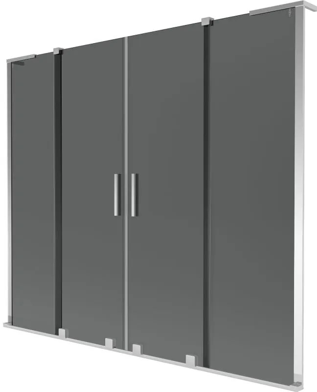 Mexen Velar L Duo, 2 szárnyas eltolható kádparaván 180 x 150 cm, 8mm szürke üveg, króm, 896-180-003-42-01