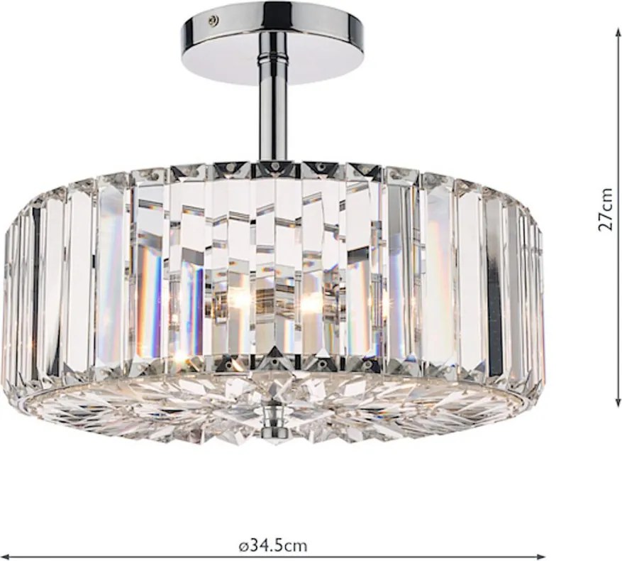 LAURA ASHLEY 3621343-Q FERNHURST Kristály Mennyezeti Lámpa Csiszolt Króm G9 IP20