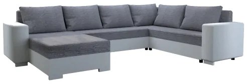 Kárpitozott, univerzális, kihúzható U-alakú ülőgarnitúra YORK, fehér/szürke