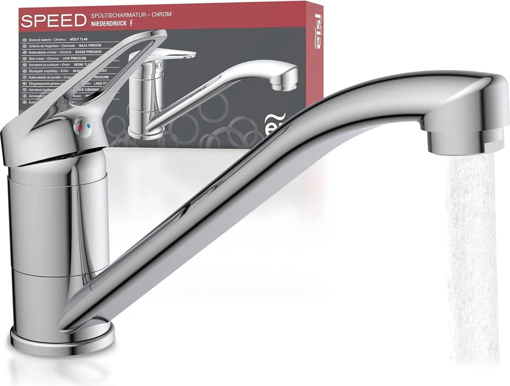 Alacsony nyomású mosogató csaptelep, forgatható, egykaros,króm