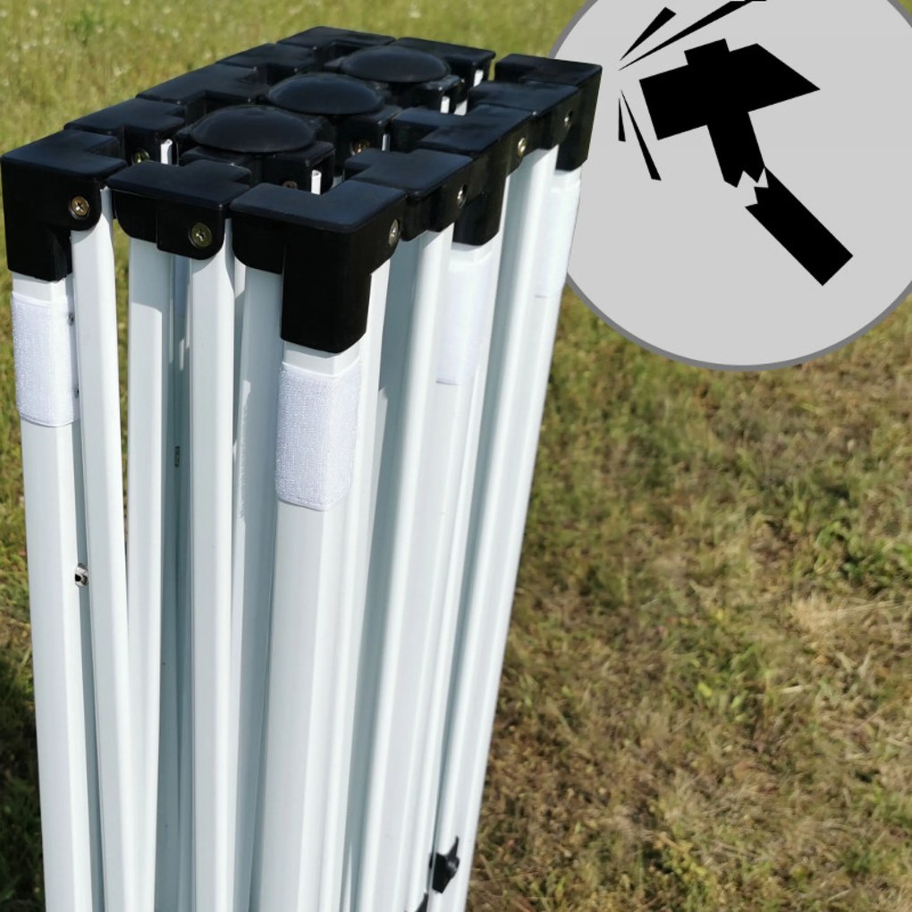 Párty sátor 3x6m Keresztvázas (3 fal) - Acél szerkezet és ponyva 330g/m² - plusz 3 oldalfal - Bézs