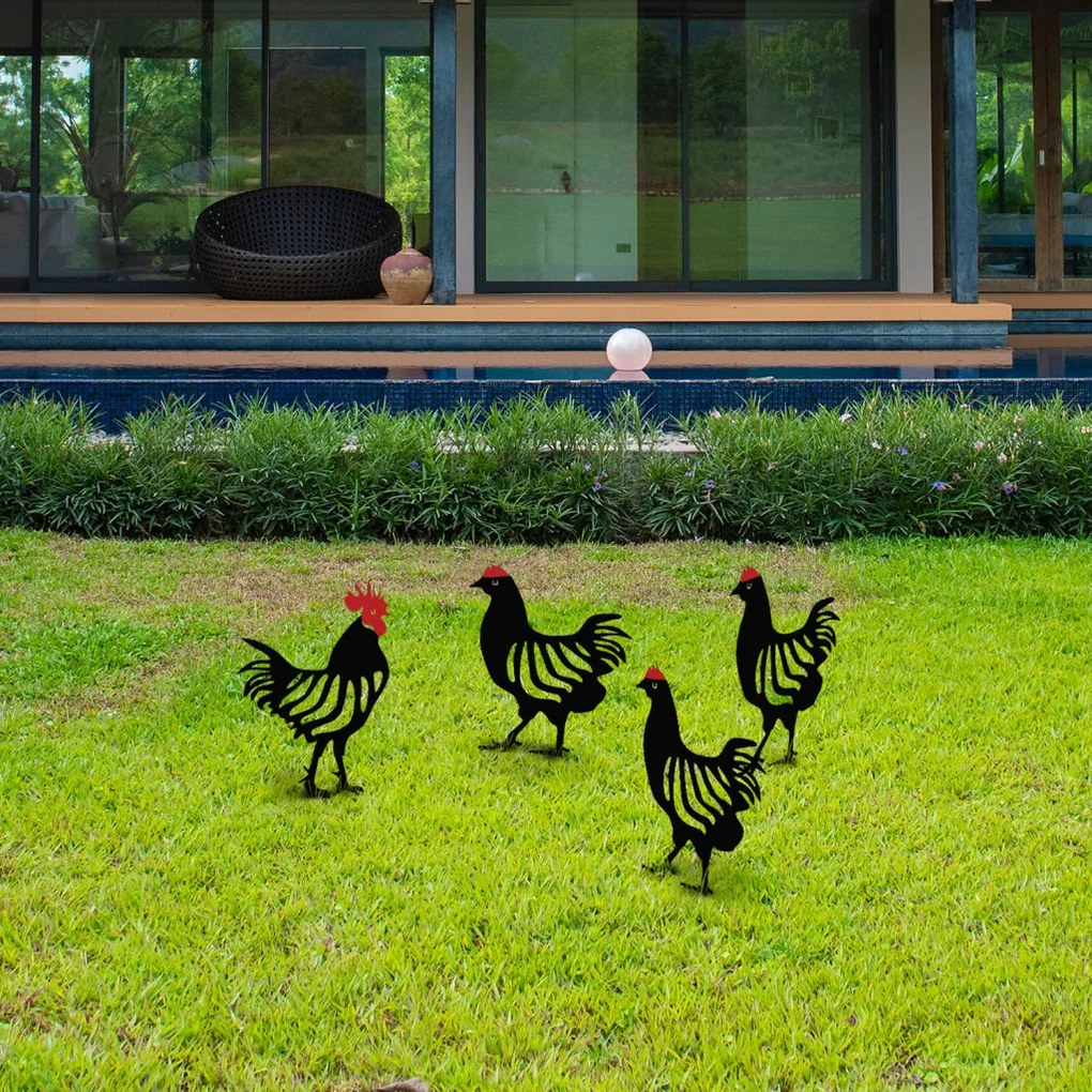 Chicken fém kerti dísztárgy, 23×27 cm – TR907MDS1106