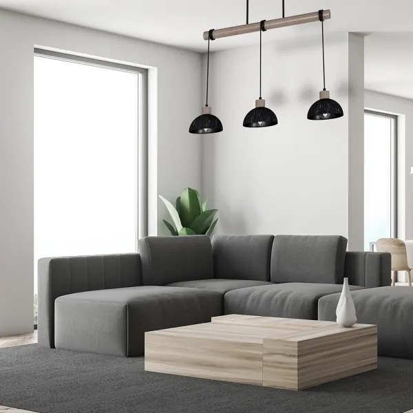 Csillár zsinóron ERIK 3xE27/60W/230V barna/fekete