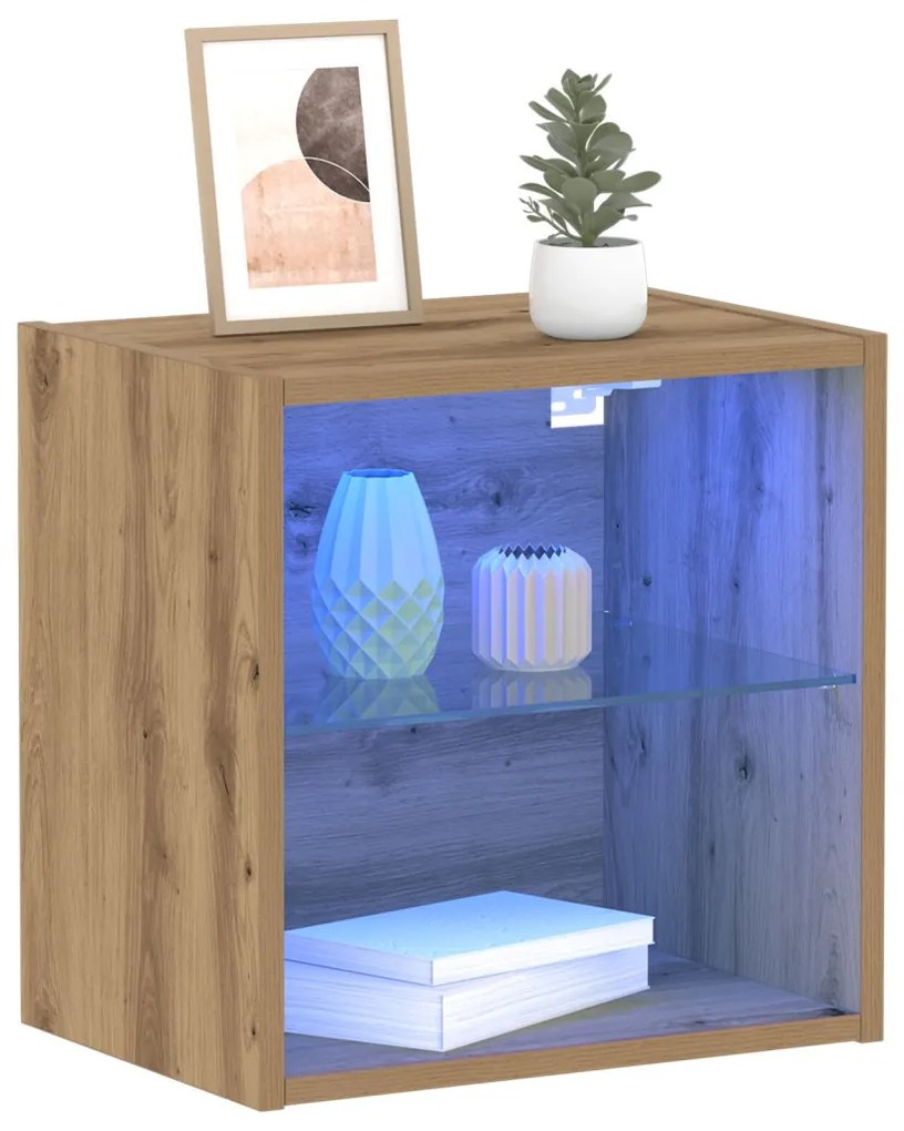 lebegő polc 2 db Kézműves tölgy 40x28.5x40 cm Szerelt fa