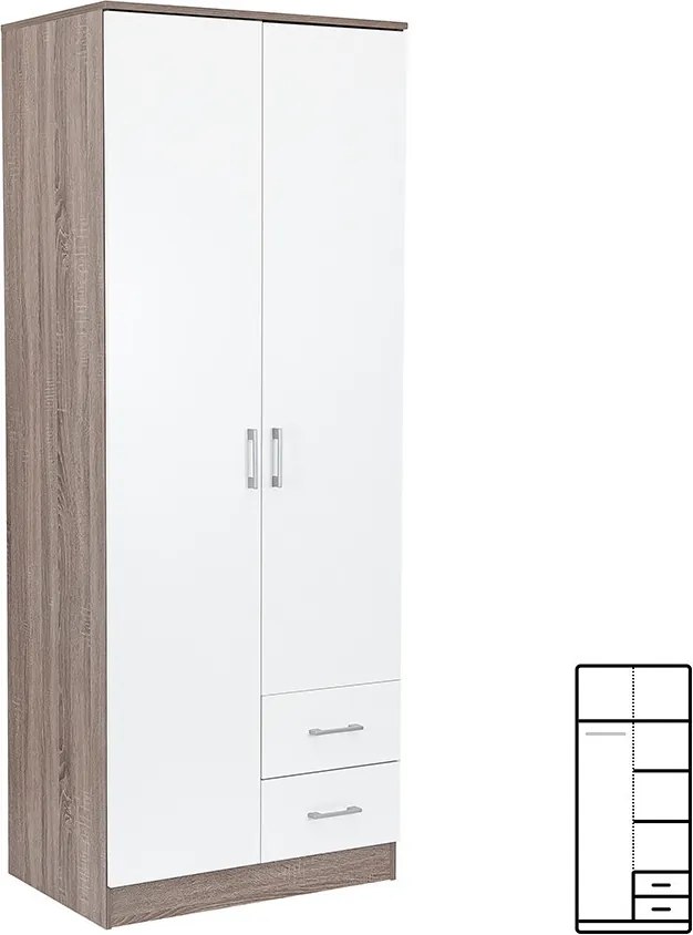 Miami gardróbszekrény 80x205 cm fehér-yorki tölgy