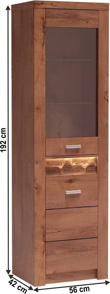 Vitrines szekrény, világos kőris, INFINITY I-04