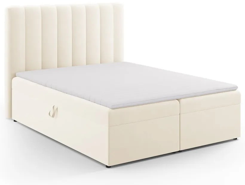 Bézs boxspring ágy tárolóhellyel 160x200 cm Gina – Milo Casa