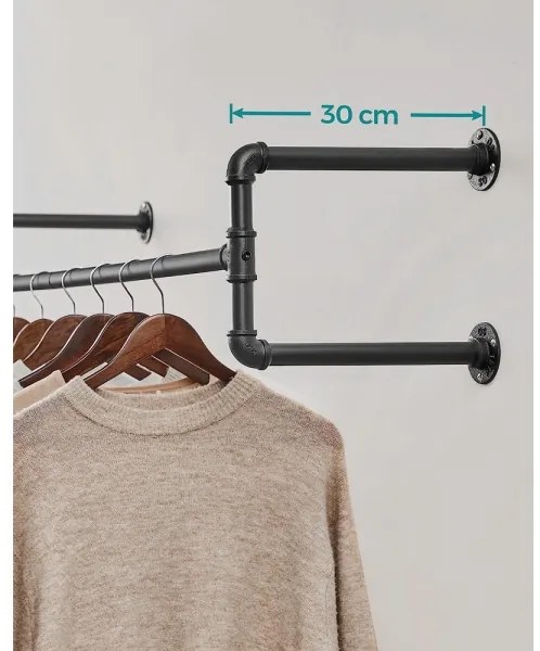 2 db LINEA fekete fali vállfaakasztó szett