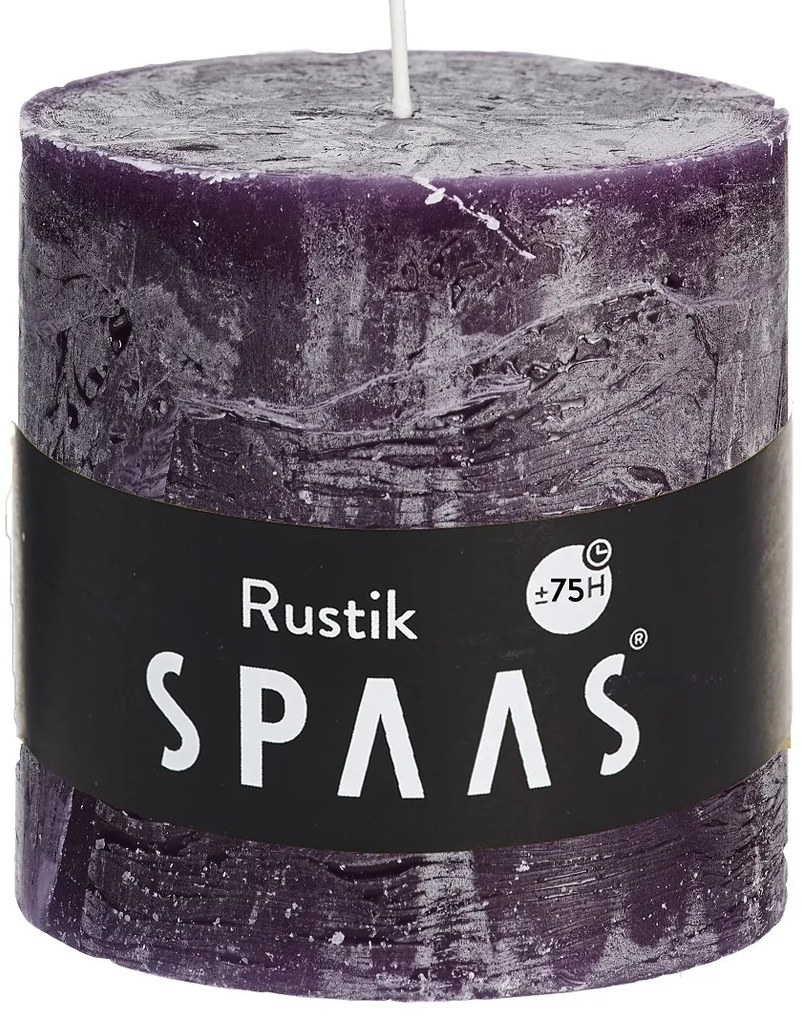 SPAAS Gyertyás henger rusztikus 10x10cm sötét lila