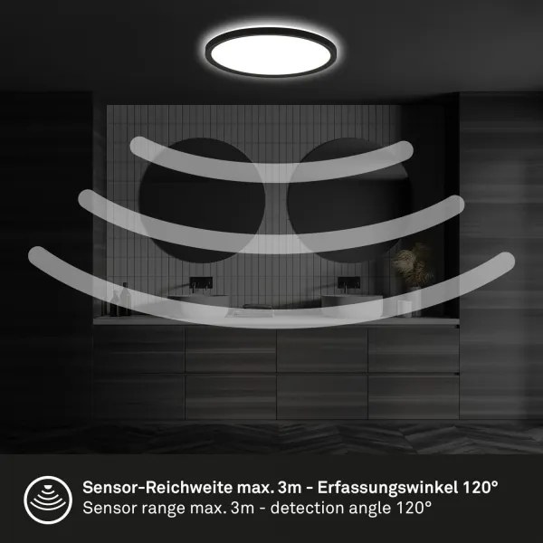 Briloner - MOVE LED fürdőszobai mennyezeti lámpa mozgásérzékelővel, 18W/230V, IP44, Ø 29 cm, fehér