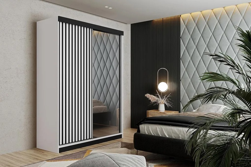 Malani 138 Tolóajtós Szekrény 138cm, Fehér