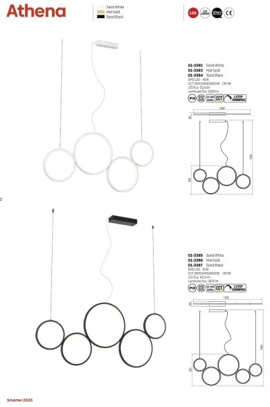 Redo 01-3384 - LED Dimmelhető csillár zsinóron ATHENA LED/40W/230V CRI98 fekete