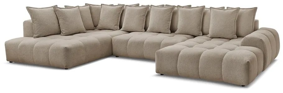 Szürkésbarna zsenília kinyitható-tárolóhelyes sarokkanapé (bal oldali-U alakú) Everest – Bobochic Paris