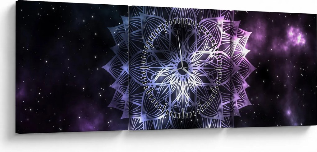 Kép - Lótusz mandala az űrben (órával) (90x30 cm)