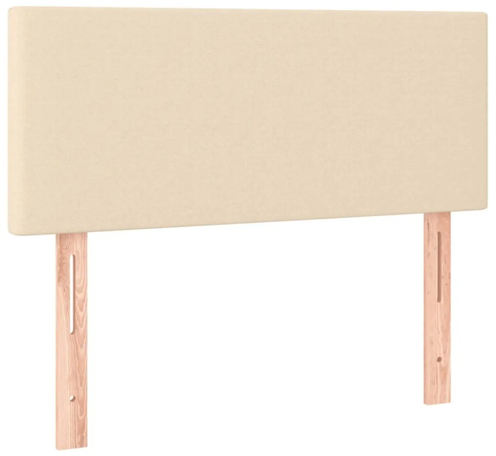 krémszínű szövet rugós és LED-es ágy matraccal 120 x 200 cm