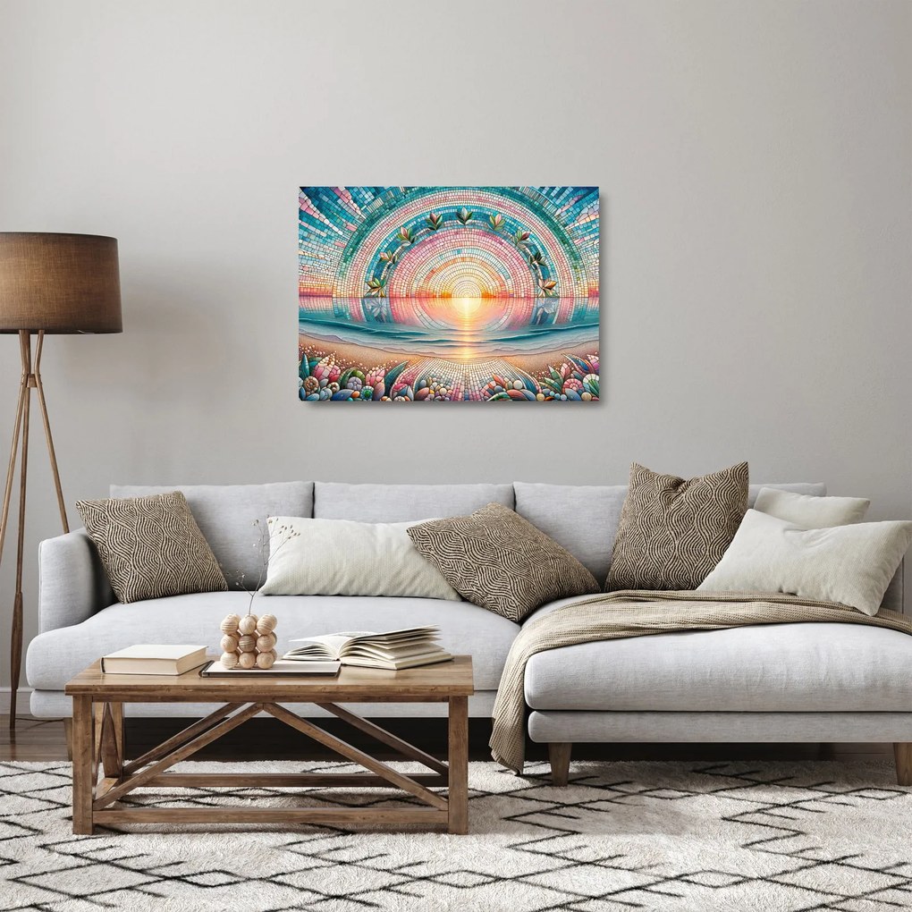 Üveg kép – Naplemente mozaik (70x50 cm)