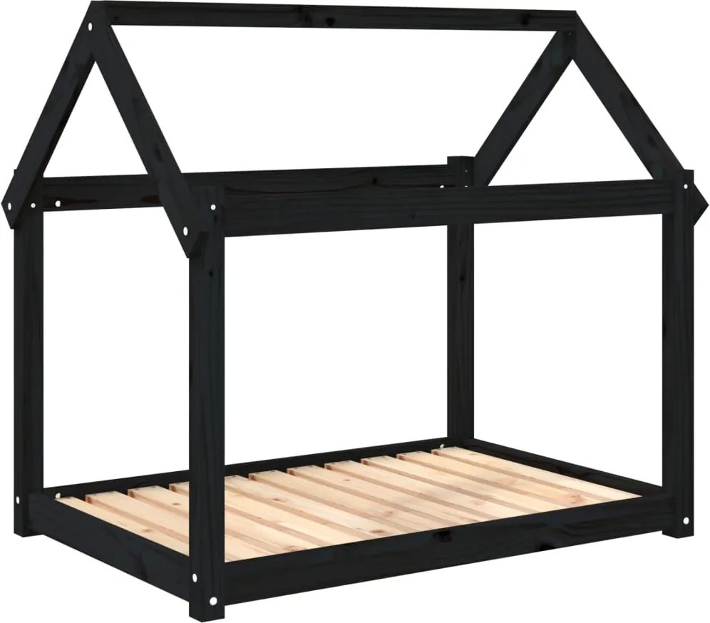 vidaXL fekete tömör fenyőfa kutyaágy 101x70x90 cm