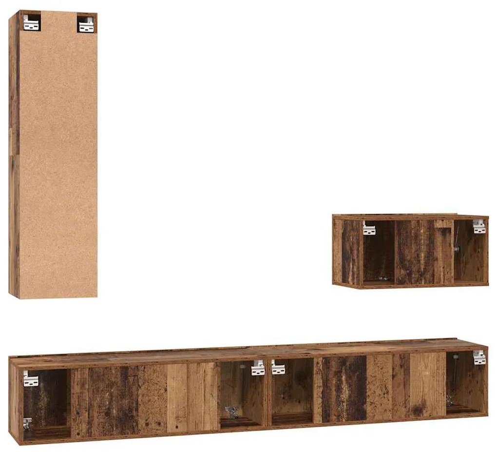TV Szekrény Szett 4 pcs Régi fa 200 x 30 x 30 cm Faanyag