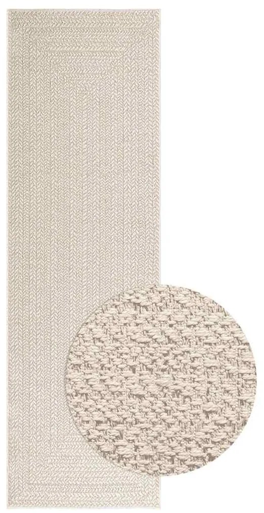 ZIZUR krém juta hatású beltéri és kültéri szőnyeg 80x250 cm