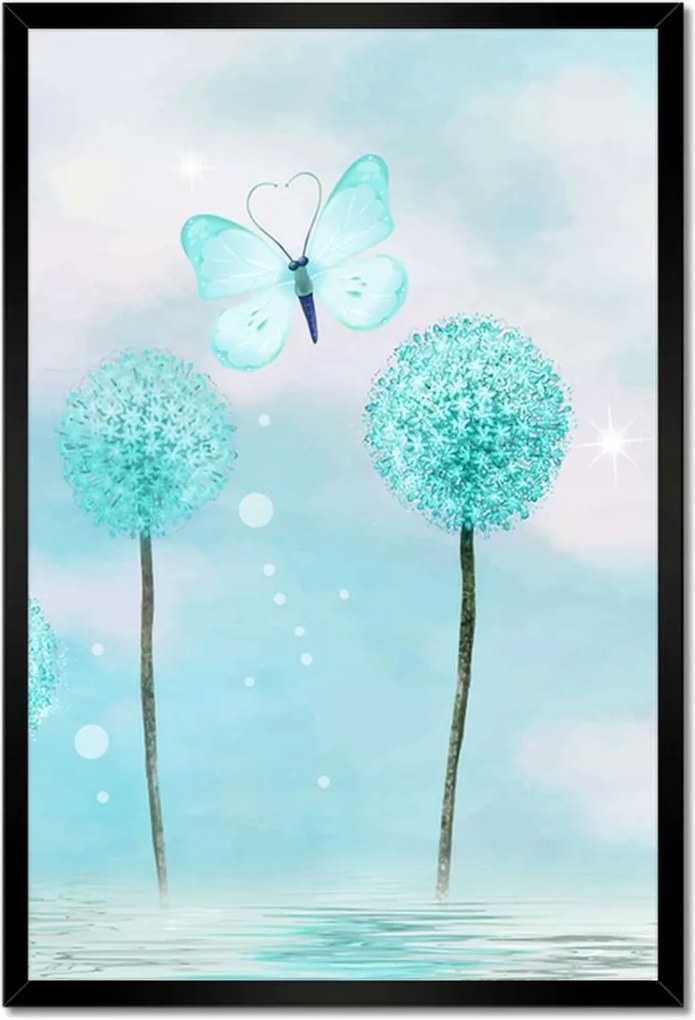 Poszter keretben 40x60 Pillangók Türkiz világ