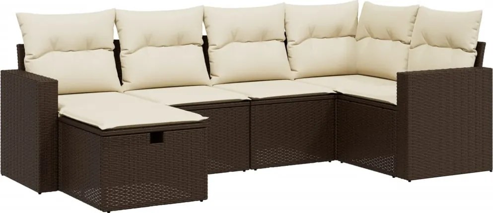 vidaXL 6 részes barna polyrattan kerti ülőgarnitúra párnával